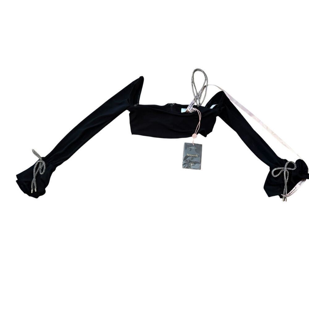 House of CB‎ June Black Crystal Trim Bandeau Top Small - Picture 9 of 16